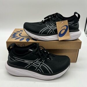 Asics Gel Nimbus 25 Shoes Men Sz 9 Extra Wide Black Pure Silver Running Sneakers